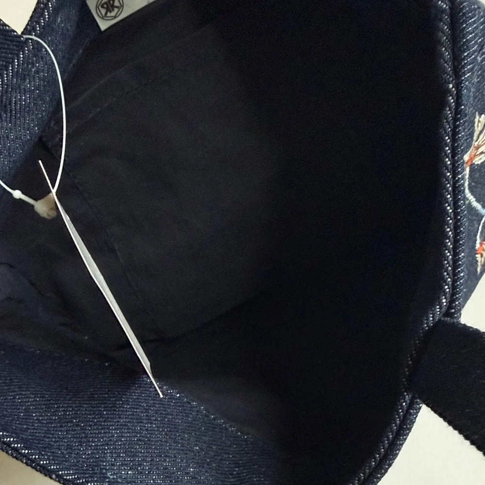 Embroidered Denim Tote Bag - Picture 6 of 9